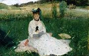 Berthe Morisot Reading, oil painting on canvas